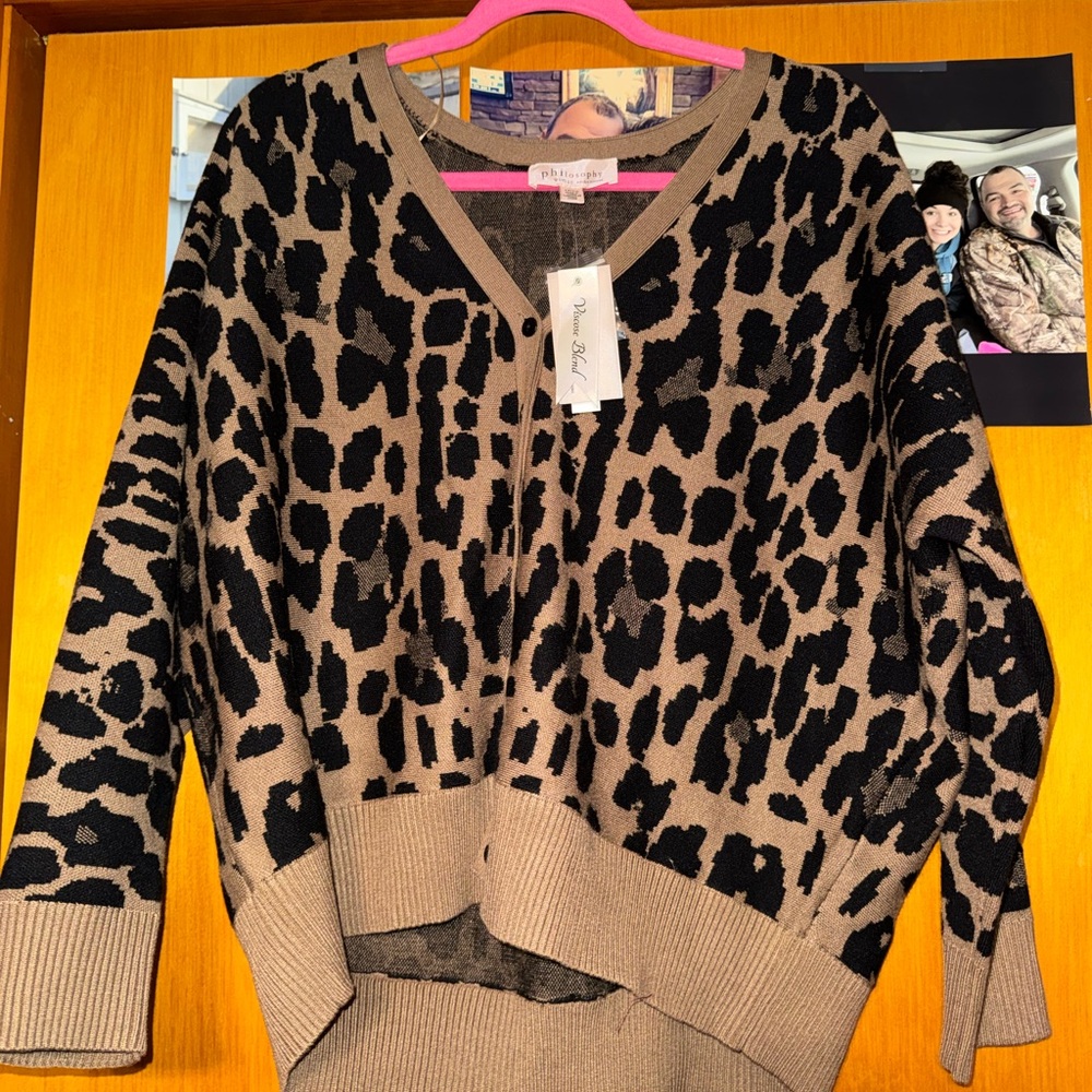 Philosophy Black and Brown V-Neck Sweater